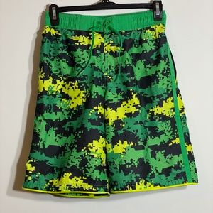 Nike Boy's Swim Trunks Bathing Suit Digital Camo Green Yellow Size M